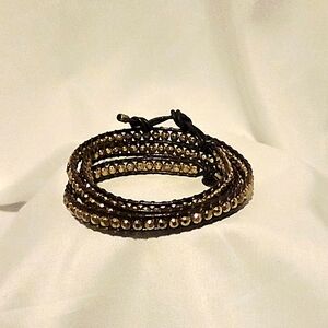 Elegant Gold and Brown Wrap Bracelet
